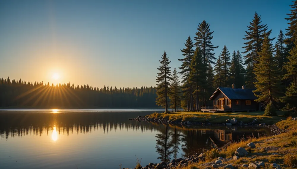 Lapland summer lakeside cabin